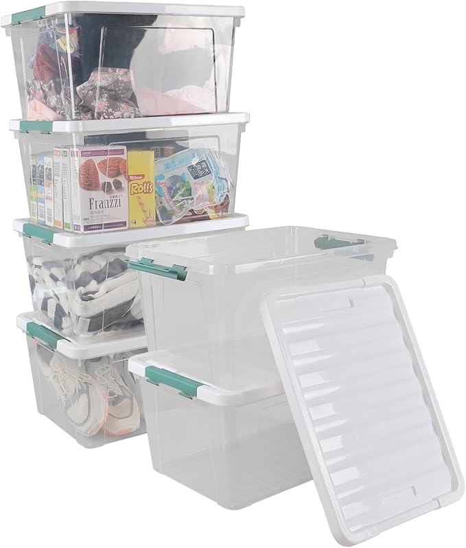 Xyskin 35 Quart Clear Large Storage Box Plastic Storage Bins Set of 6