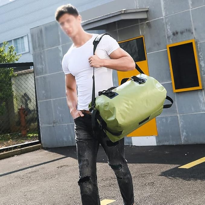 Large Waterproof Duffle Travel Dry Duffel Bag Heavy Duty Bag with Durable Straps &amp Handle for Fishing (Color : Green)
