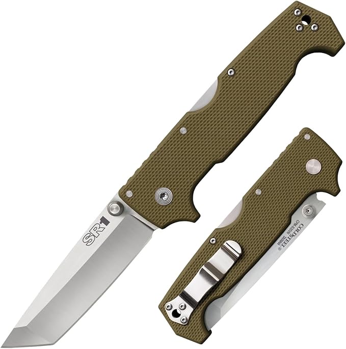 COLD STEEL SR1 S35VN Steel 4 Blade G-10 Handle Tactical Self-Defense Folding Knife with Tri-Ad Locking Mechanism and Pocket/Belt Clip