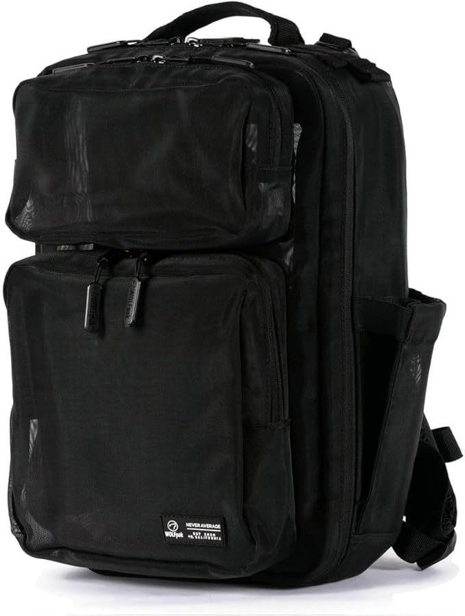 WOLFpak 15L Slim Tactical Gym Backpack - Durable 1000D Waterproof Oxford Material | Minimalist Daypack w/Laptop Pocket &amp Dual Cup Holders | Great for Travel &amp Everday Carry | (Mesh)