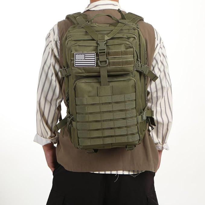 45L Sturdy Nylon Waterproof Fishing Hunting Backpack Outdoor Military Rucksacks Tactical Sports Camping Hiking (Green)