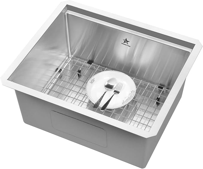 STARSTAR Workstation Ledge Undermount Single Bowl 304 Stainless Steel Kitchen Sink With Grid Colander Cutting Board (23 x 19)