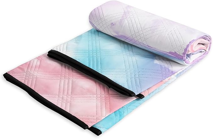 Outdoor Picnic Blanket Portable Ultrasonic Waterproof Picnic Cartoon Clouds Pink Printed Camping Beach Mat for Sand and Wet Grass Hiking (Cartoon Clouds L
