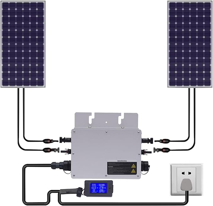 Solar Grid Tie Micro Inverter 700W 110V Waterproof Inverters Solar Powered Reversing Converter Aluminium Alloy Inverters w/LCD Display for Schools Power Stations Homes