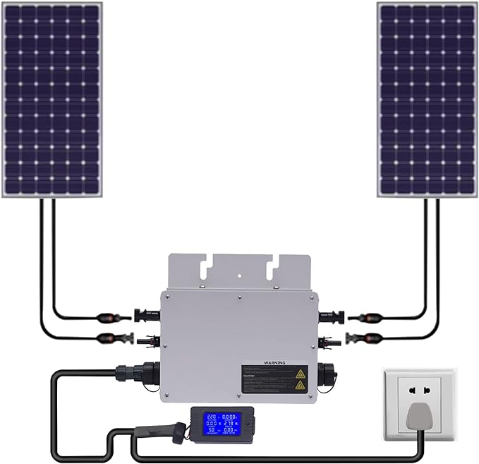 Solar Grid Tie Micro Inverter WVC-700W 700W 110V Waterproof Inverters Solar Powered Reversing Converter Aluminium Alloy Inverters w/LCD Display for Schools Power Stations Homes