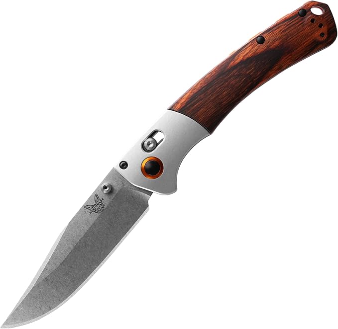 Benchmade - Crooked River 15080 EDC Knife with Gray Aluminum &amp Wood Handle (15080-2)