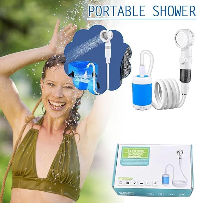 Portable Camping Shower Outdoor Camp Shower Pump Rechargeable Outdoor Shower Head Sprayer with Digital Display Rechargeable Electric Shower Pump for Camping Travel Car Washing