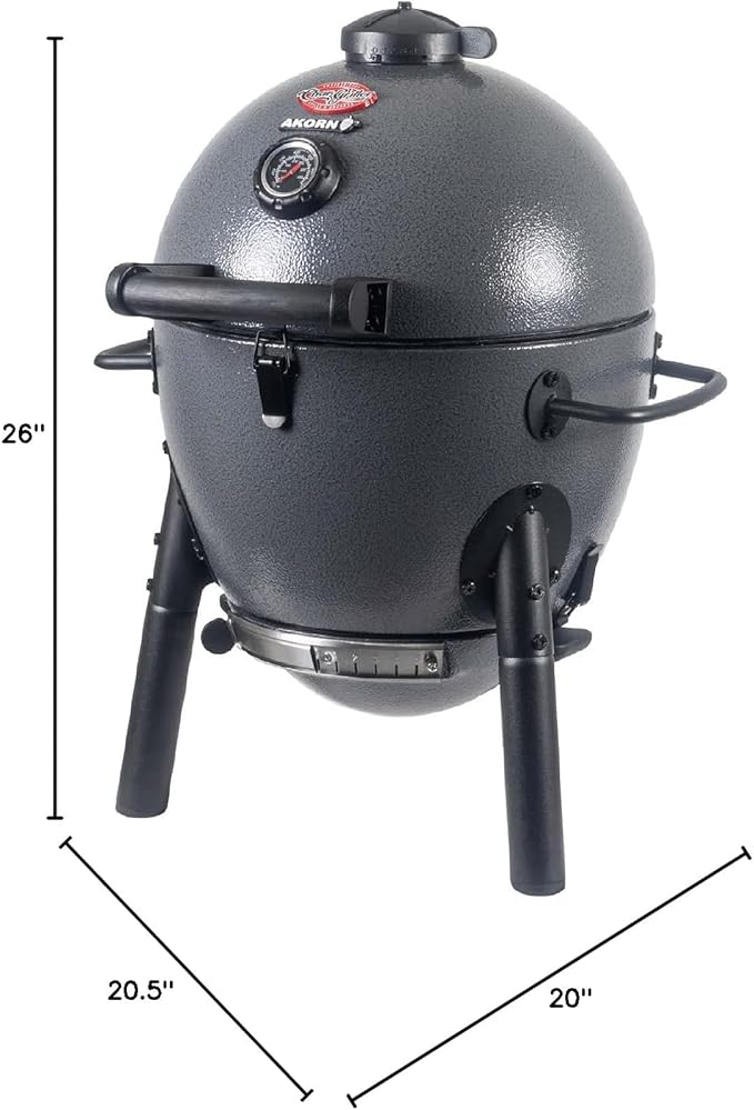 Char-Griller® AKORN® Jr. Portable Kamado Charcoal Grill and Smoker with Cast Iron Grates and Locking Lid with 155 Cooking Square Inches in Ash Model E86714
