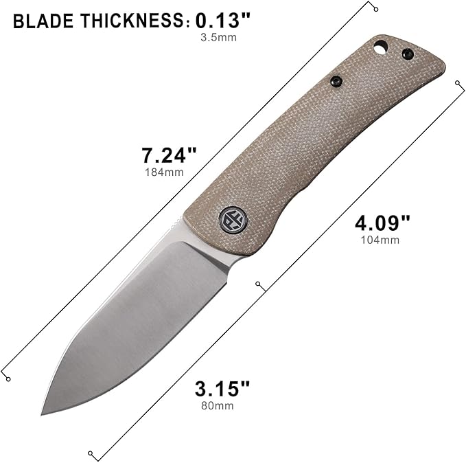 Petrified fish PFE05 Flavorist3.15 K110 Satin Blade 94g Micarta Handle Front Flipper Liner lock Folding knife (Khaki-S)