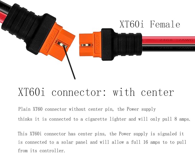 20FT Solar to XT60i Cable 12AWG Compatible with EcoFlow Bluetti Anker Power Stations and Solar Generators