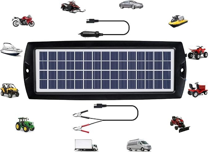 Sunway Solar Car Battery Trickle Charger &amp Maintainer 12V Solar Panel Power Kit Portable Backup for Car Automotive RV Marine Boat Motorcycle Truck Trailer Tractor Powersports Snowmobile Farm Equip