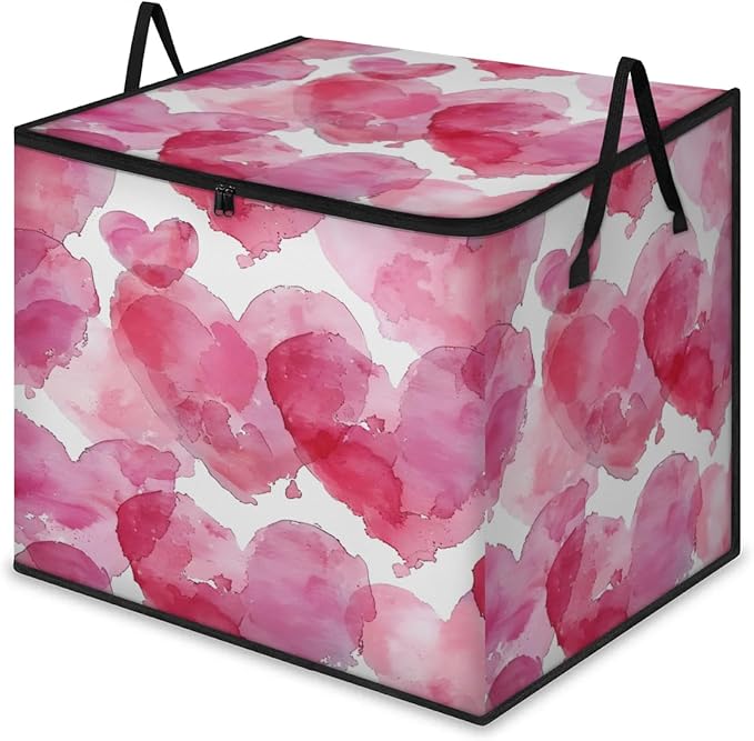 XL Large Clothes Storage with Lid Handle Valentine's Day Love Large Thick Clothes Blanket Storage Containers for Organizing Bedroom Closet Comforter Organization Storage Valentine