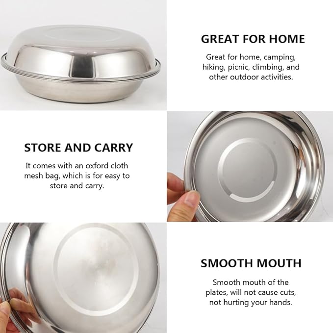 GALPADA Stainless Steel Outdoor Dining with Plates Bowls Cutlery Compact Camping Tableware Kit for Beach BBQ Hiking and Picnic Use