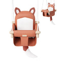 Wooden Baby Swing with Soft Safety Belt Cozy Infant Swing Seat for Indoor &amp Outdoor Use Adjustable Height Includes Mounting Hardware – Suitable for Babies &amp Toddlers（Fox-Themed in Red）