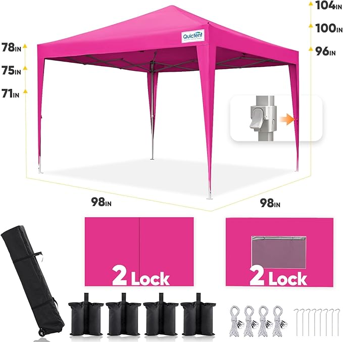 Quictent Privacy 8x8 Pop up Canopy Tent with Sidewalls and Roll-up Ventilated Windows One Person Easy Setup Outdoor Commercial Gazebo Shelter Enclosed Waterproof Bonus 4 Sandbags