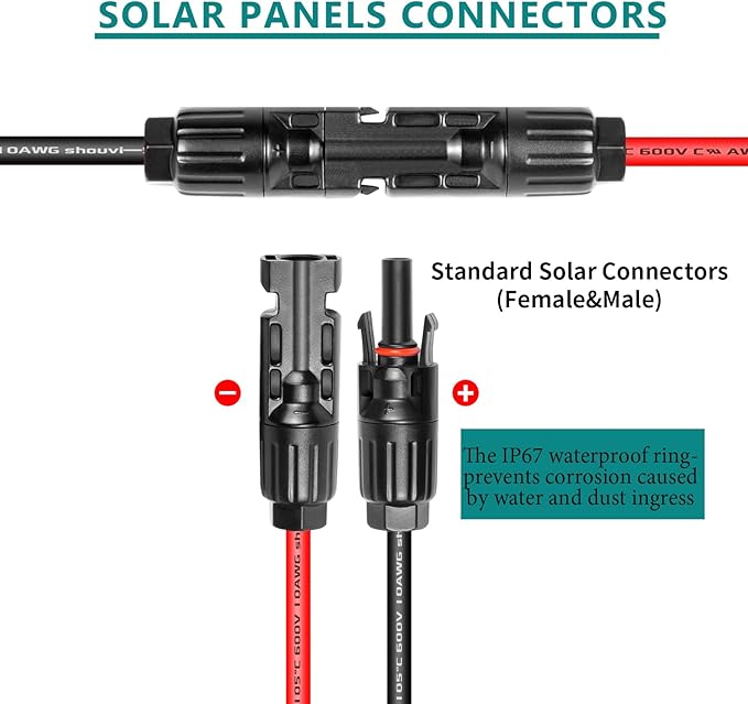 10AWG Tinned Copper Wire XT60i to Solar Panel Connector Extension Cable 50FT – Heavy-Duty Solar to XT60i Cable for RC Batteries Drones Solar Power Systems and Renewable Energy Applications