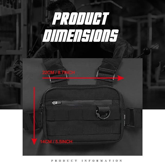 DIOTSR Running Chest Pack Lightweight Chest Bag for Workout Running Tactical Backpack with Extra Phone Holder