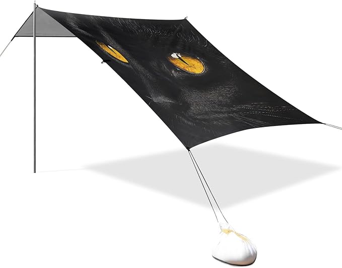 ALAZA Black Cat's Eyes Beach Tent Sun Shelter Portable Canopy Sunshade for Outdoor Camping Picnics Backyard Fun 10x9 ft
