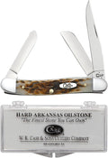 Case XX WR Pocket Knife Medium Stockman With Genuine Bone Handle Stainless Steel Blades Length Closed: 3 5/8 Inches (Amber Bone W/Sharpening Stone)