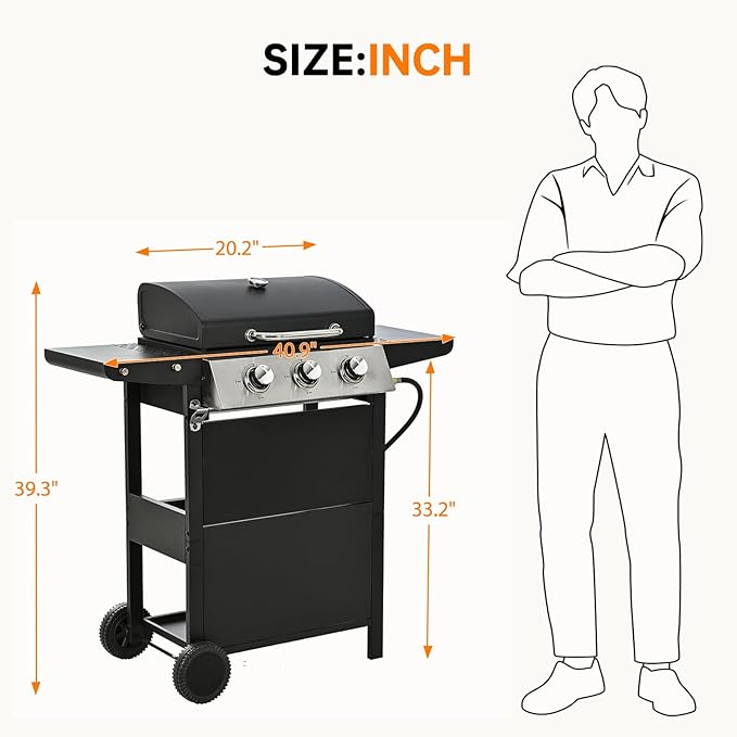 2 and 1 Burner Propane Gas Grill Stainless Steel BBQ Grill 31000 BTU for Outdoor Cooking Kitchen Garden and Patio Backyard Barbecue Black and Silver