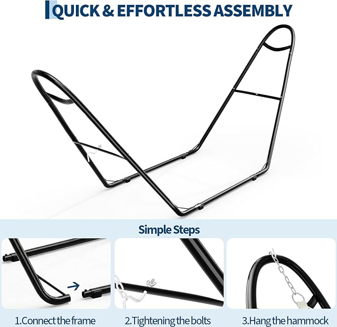 Garvee Universal Double Hammock Stand 550-Pound Capacity Heavy-Duty Hammock Stand for Outside Fits 9 to 14 Foot Hammocks Black