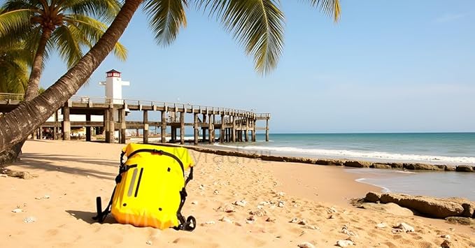 Yellow 30L Waterproof Backpack - High Visibility Roll Top Dry Bag | Floating Kayak &amp Fishing Backpack for Outdoor Safety