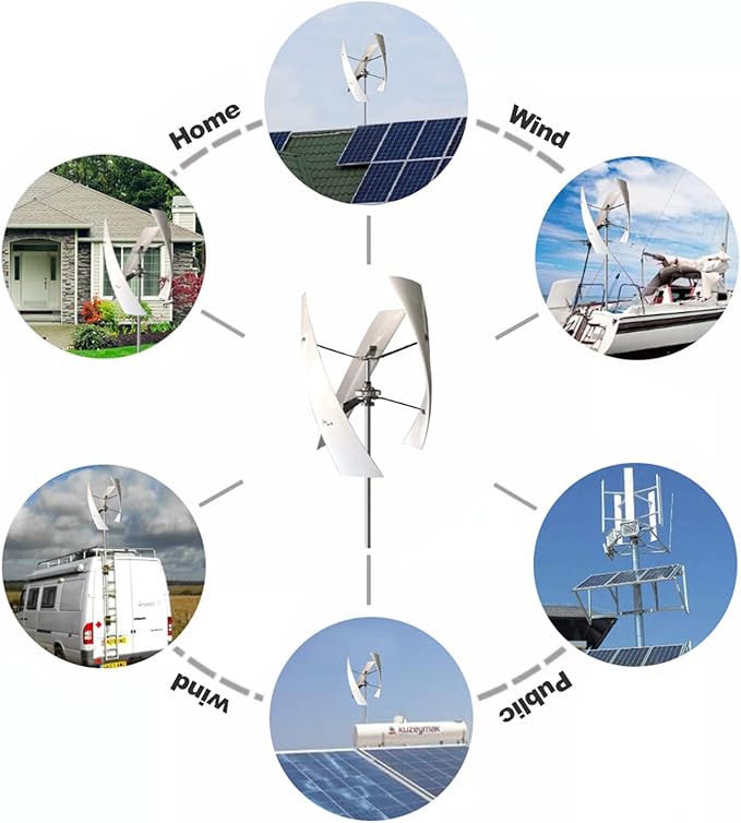 12000W No Noise Vertical Axis Wind Turbine Generator220V 12V 24V 48V Magnetic Levitation Turbine with MPPT Controller for Home Street Lighting(White)