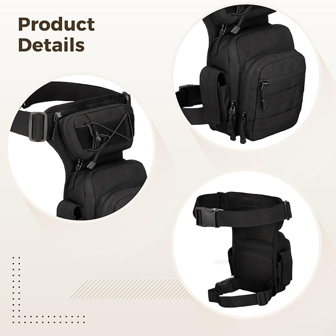 Adjustable Waterproof Drop Leg Bag with Quick-Release Buckles Perfect for Fishing Hiking and Camping