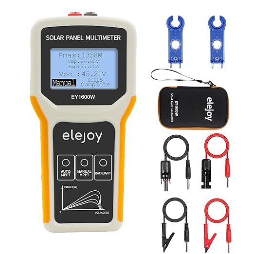 Upgrade 1600W Solar Panel Portatil Smart Tester Auto/Manual MPPT Photovoltaic Panel Multimeter Testing Power Meter Tool with LCD Display Backlight for PV