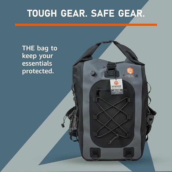 Ghost 50L Emergency Dry Bag – Heavy Duty Waterproof Survival &amp Outdoor Gear Storage Fully Submersible Reinforced Seams Floats When Sealed Adjustable Straps Rugged Evacuation Pack