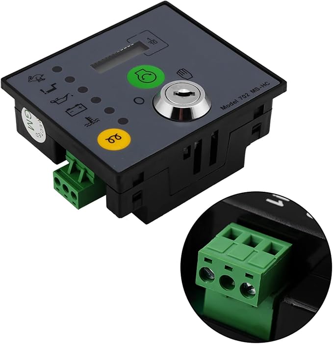 Generator Controller Board Panel 702 MS-HC with Keys Manual Start Engine Monitoring Low Oil Pressure High Temperature Alarm