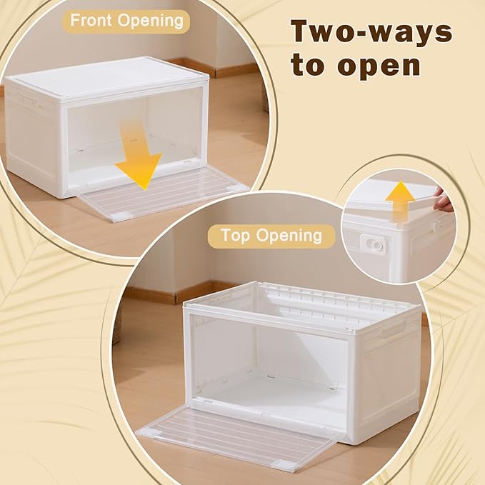 latifolia Plastic Storage Bins Stackable with wheels Collapsible Storage Containers 4-Pack for Home Oraganization Heavy-Duty Tote Box with Lids