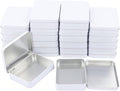 Goodma 24 Pieces Rectangular Metal Empty Hinged Tins Containers Basic Necessities Home Storage Organizer Mini Box Set 4.5 x 3.3 x 0.9 inch (White)