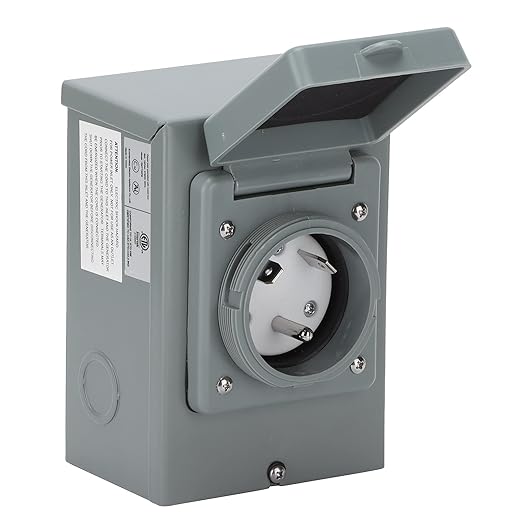 30a Power Socket 17.0×12.0×12.0 Generator Power Inlet Box 3750w Outdoor Weatherproof Convenient Installation Accessory for RV Compatible with RV Power Cords Perform