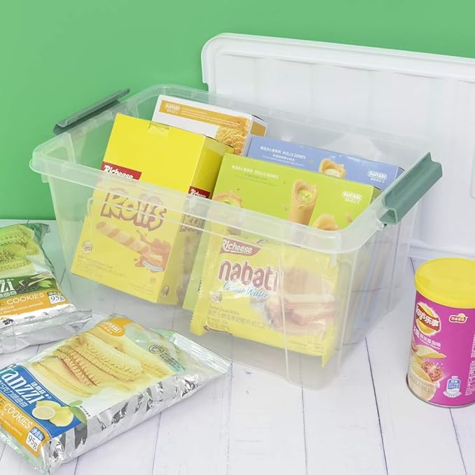 Gloreen 14 Quart Clear Storage Bins with Lid Multipurpose Plastic Latch Box 6 Packs