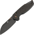 KANSEPT Model 6 Folding Knife 3.1'' Blackwash CPM S35VN Sharp Blade Shred Carbon Fiber Handle with Crossbar Lock Thumb Stud Pocket Clip for EDC Camping Hiking K1022V1