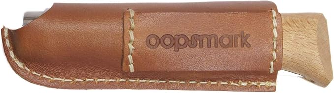 oopsmark Leather Belt Sheath and Case for Knives Designed in Opinel France - Pocket Knife Holder for Camping Hunting Fishing and Picnics