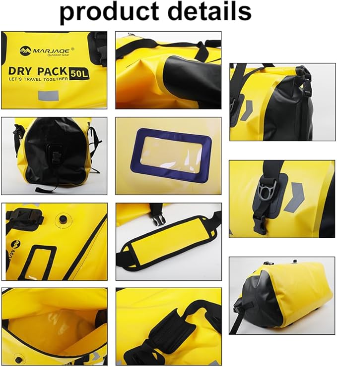 80L PVC Motor Dry Bag Tail Luggage Bag Made of WearResistant PVC Large Capacity LeakProof RollTop Closure for Motorcycling Camping Boating Fishing Kayaking (80L)