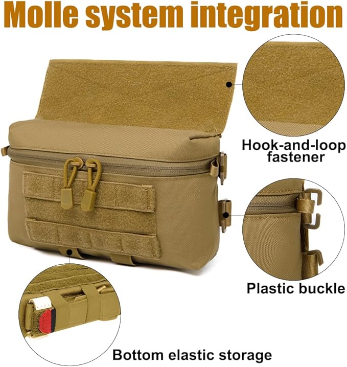 Tactical Molle Admin Pouch Waterproof Utility Tool Pouch Gadget Storage Bag with Hook&ampLoop Fastener for Backpacks ﻿