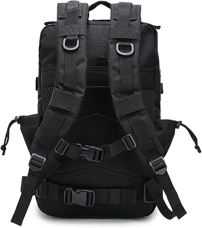 45L Military Tactical Backpack for Men &amp Women Bug Out Bag Assault pack Molle Daypack Hiking Trekking Rucksack (2.0 side pockets (black))