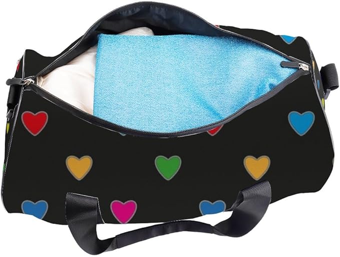 Vibrant Heart Packable Gym Bag With Shoe Compartment Oxford Tote Bags Adjustable Shoulder Strap Convertible Carry Backpack Gothic Duffle Bag For Volleyball Pilates Gym Gear For Women