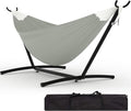 Double Hammocks with Stand for Outside Portable Space Saving Heavy-Duty Steel Stand for Indoor Outdoor Patio with Carrying Bag 450 lbs Capacity