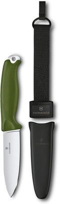 Victorinox Venture Fixed-Blade Full Tang Stainless Steel Outdoor Knife - Durable Olive Handle Swiss Army Knife That is Ideal for Camping and Survival