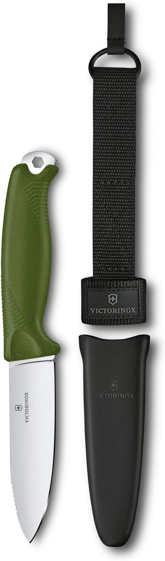 Victorinox Venture Fixed-Blade Full Tang Stainless Steel Outdoor Knife - Durable Olive Handle Swiss Army Knife That is Ideal for Camping and Survival