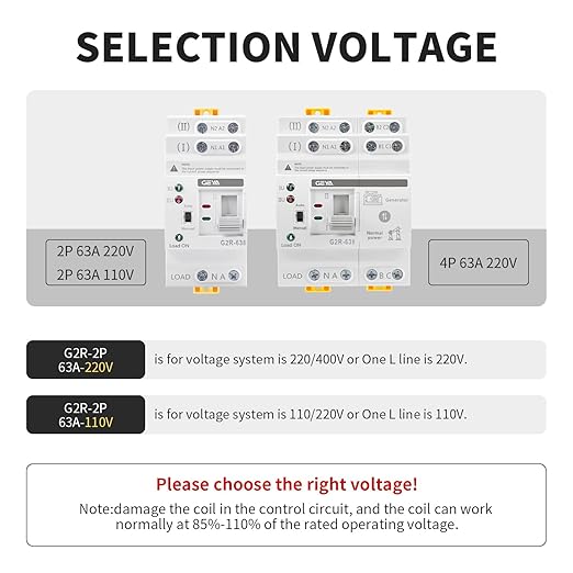 GEYA 2P 63A AC220V Automatic Transfer SwitchATS Dual Power Auto Transfer SwitchUninterruptible Millisecond-Level ATSDIN Rail Mounting（G2R 2P 63A AC220V）