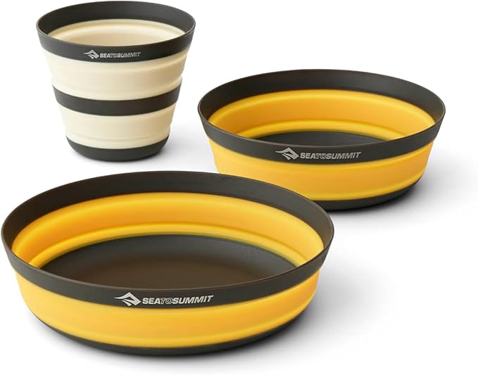 Sea to Summit Frontier Ultralight Collapsible Dinnerware Set 1-Person (Medium Bowl Large Bowl Cup)