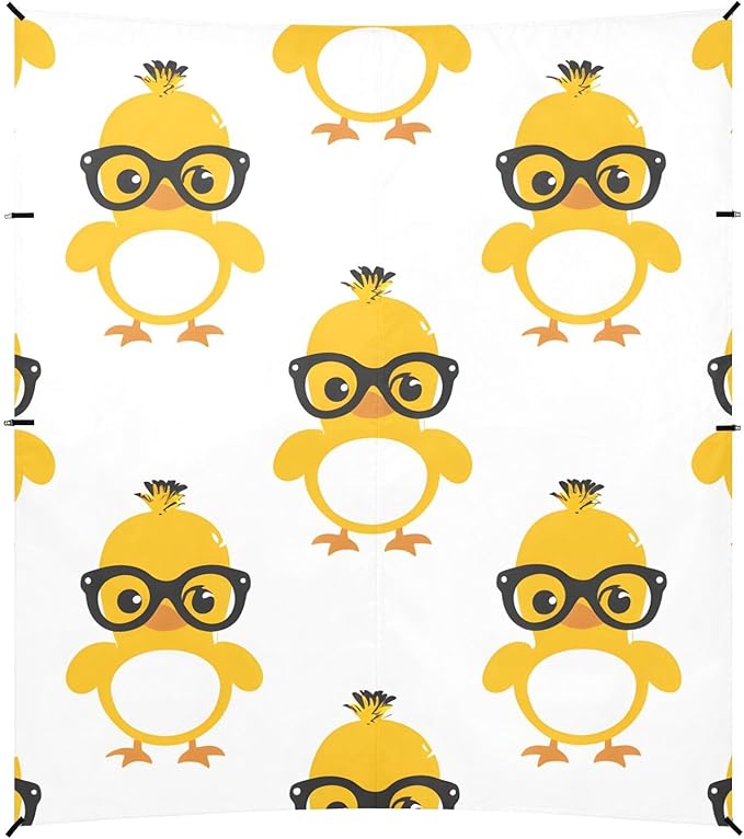 ALAZA Cute Duck with Black Glasses Beach Tent Sun Shelter Portable Canopy Sunshade for Outdoor Camping Picnics Backyard Fun 10x9 ft