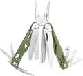 Multitools 19-in-1 Full-Size Lightweight EDC Multi-Purpose Pliers Nylon Bag Folding Knife Tactical Gear Tools Men Gift Ideas Equipment for Emergencies Hiking and Outdoor Camping (Green)