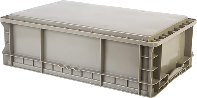 Hudson Exchange 24 x 15 x 7.5 (36 Pack) Straight Wall Handled Storage Container Tote Gray/Brown