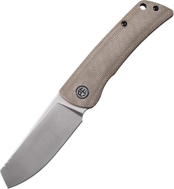 Petrified fish PFE05 Flavorist3.15 K110 Satin Blade 94g Micarta Handle Front Flipper Liner lock Folding knife (Khaki)